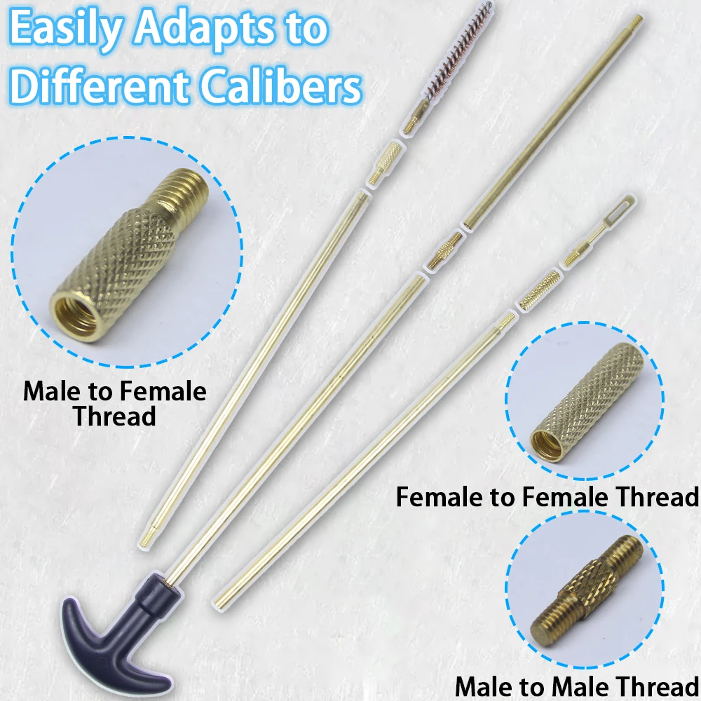 5-teiliges Messing-Reinigungsadapter-Set für Waffen – mit Außengewinde und Innengewinde (5-40, 8-32, 10-32, 5/16-27) für.177/.22/.30/.38 Kaliber Bohrbürsten – Detail 5