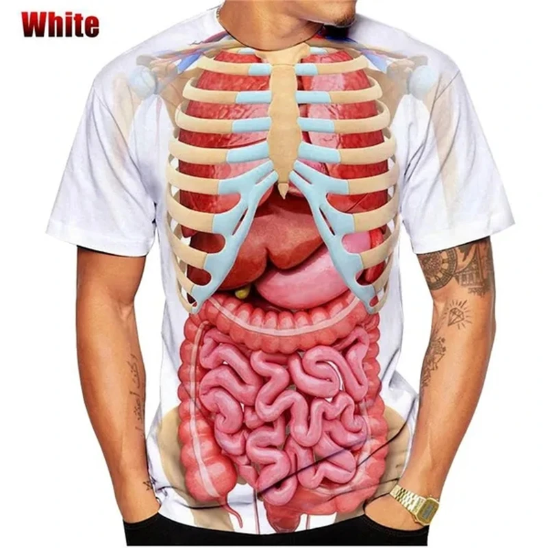 New Unxsex Educational Augmented Reality T-Shirt For Anatomy 3D Printed O Neck Short-Sleeved Tshirt Funny Halloween Men T Shirt