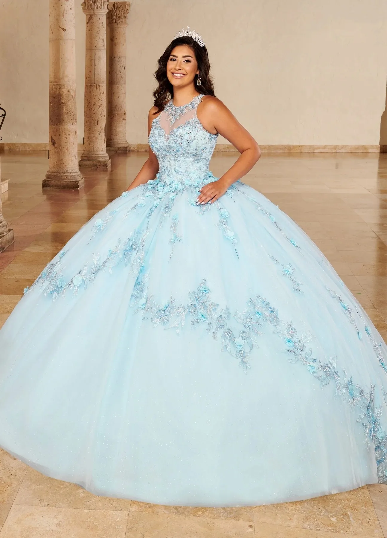 Lilac Charro Quinceanera Dresses Ball Gown Halter Tulle Appliques Puffy Mexican Sweet 16 Dresses 15 Anos Customized