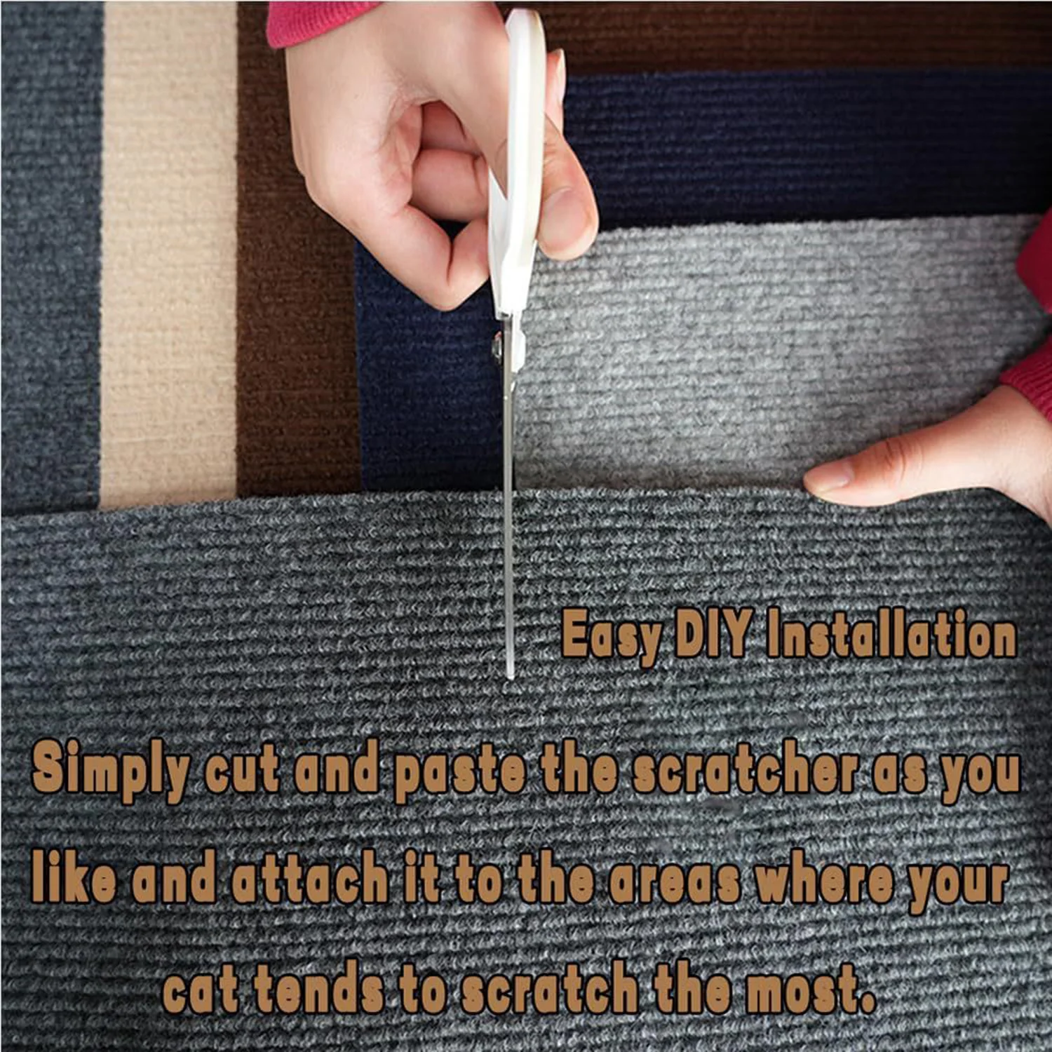 Selbstklebender Teppich für Katzen, Kratzbrett, Wand, Anti-Katzen-Kratzbrett, Sofa, DIY-Katzen-Kratzbrett, Sofa-Schutz, Pfoten, schärfen, zuschneidbar – Detail 2