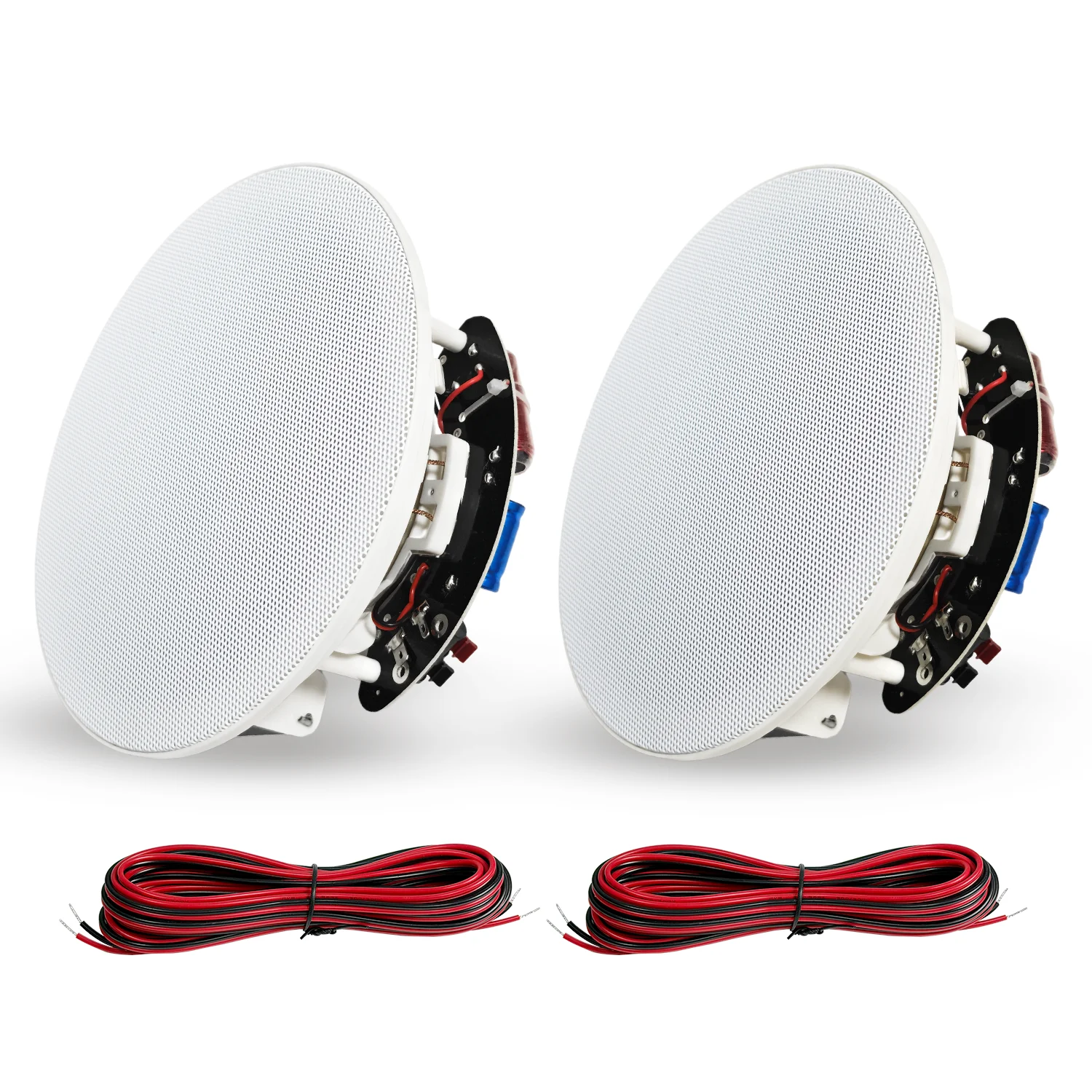 MUXEARK 300W 2PCS 6.5'' Flush Mount Passive Ceiling Speaker 2-Way Wried Home Recessed Speaker System For Family Rooms Bathrooms
