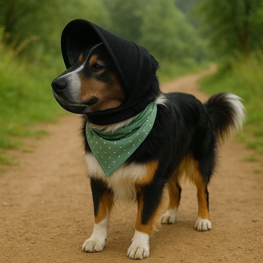 Pet Ear Cover Breathable Mesh Dog Protective Mask Protective Veil Polyester Dog Headgear Ear Shield Pet Head Cover For Dog Puppy