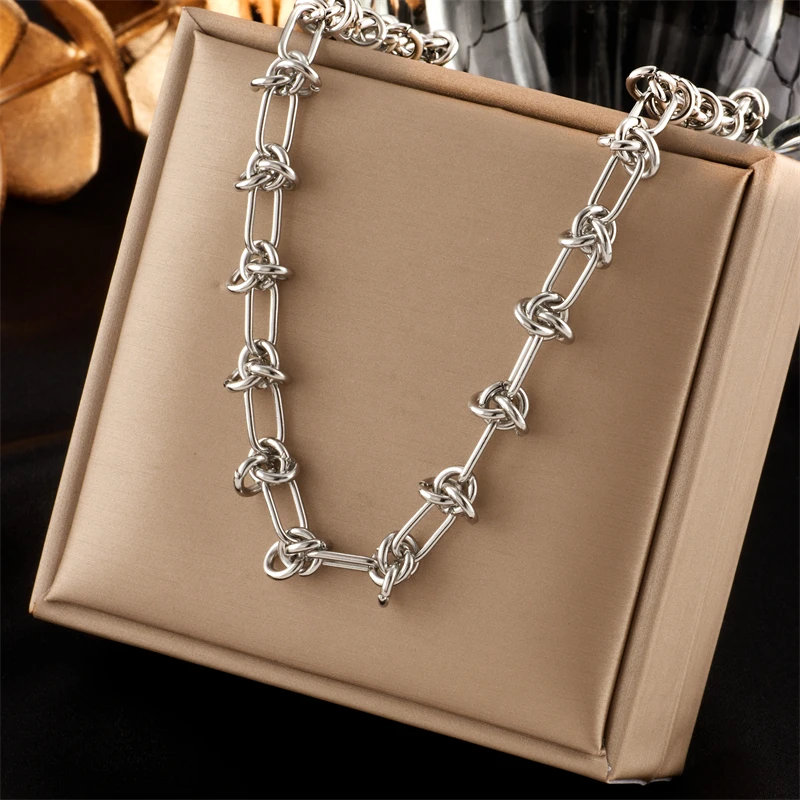 DIEYURO 316L Stainless Steel Vintage Gold Color Necklace For Women High Quality Rust Proof Link Chain Fashion Girls Party Gift
