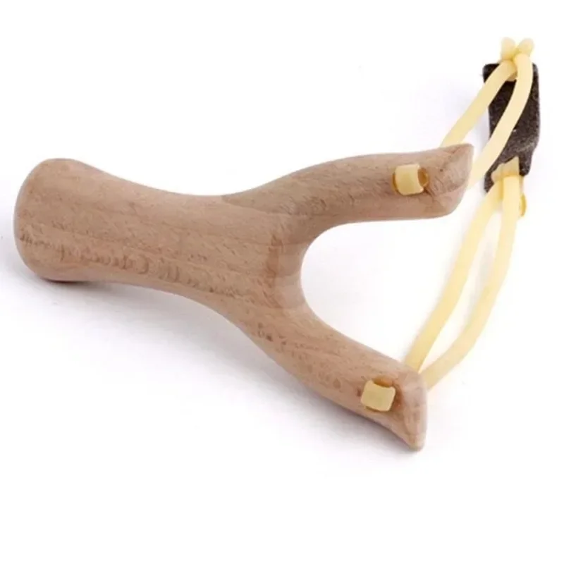 1PC Outdoor EDC Portable Vintage Beech Wood Slingshot Wooden Inverted Slingshot Children's Toy