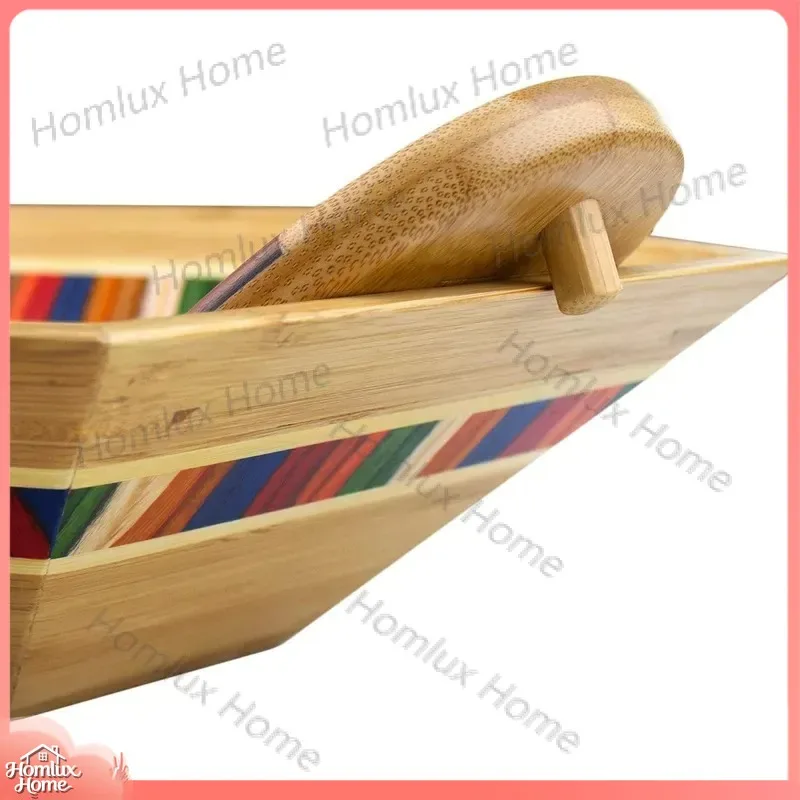 Large Bamboo Salad Bowl Wooden Soup Rice Bowl Natural Solid Wood Tableware Set with Fork and Spoon Eco Friendly Kitchen