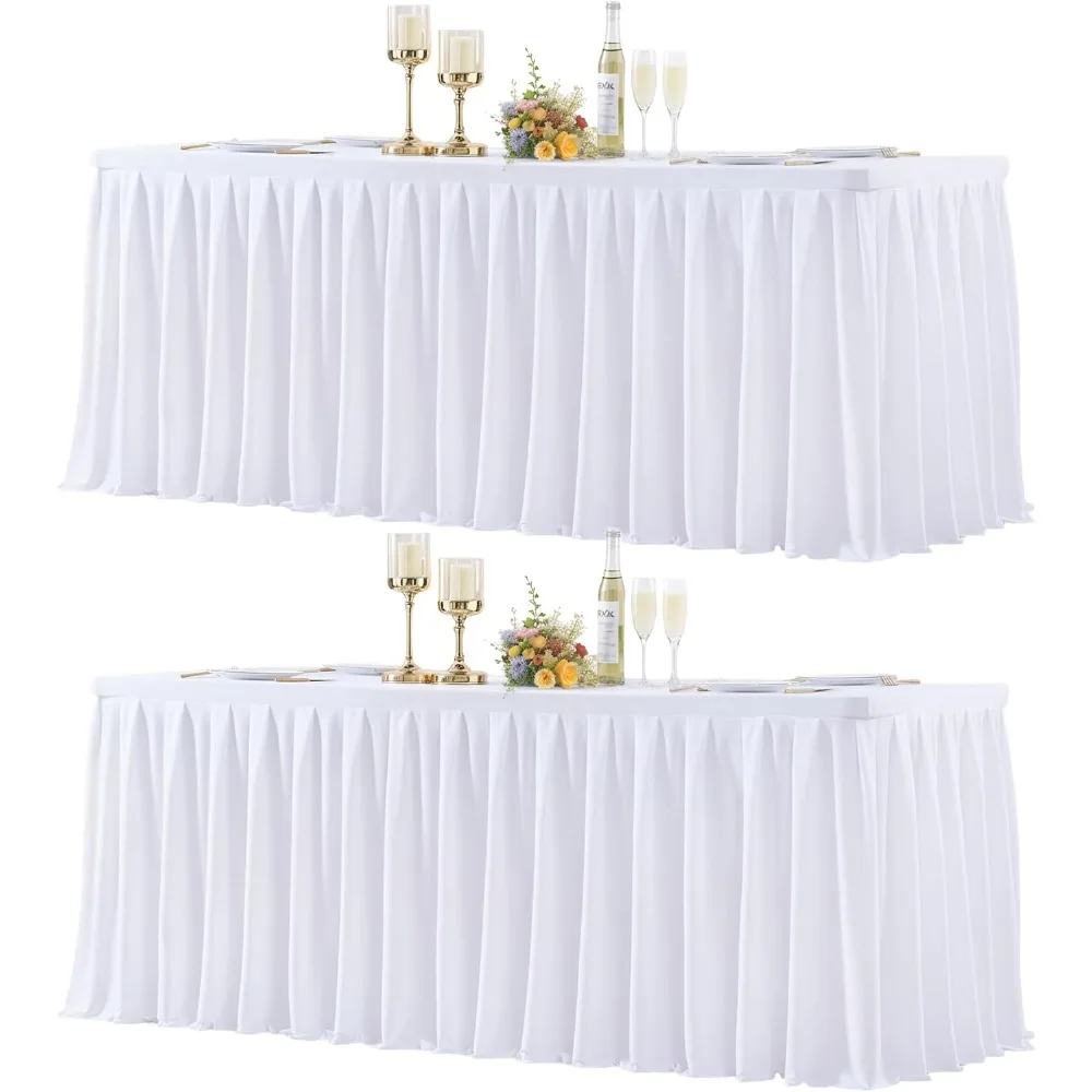 

6 Foot White Rectangular Stretch Spandex Table Cover for Banquet Tables