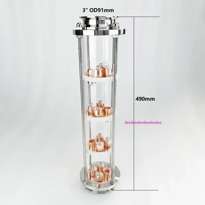 3inch(76mm)OD91mm Distiller Glass Column For Distillation,4 Floors Homebrew Reflux Tower Moonshine Accessorues