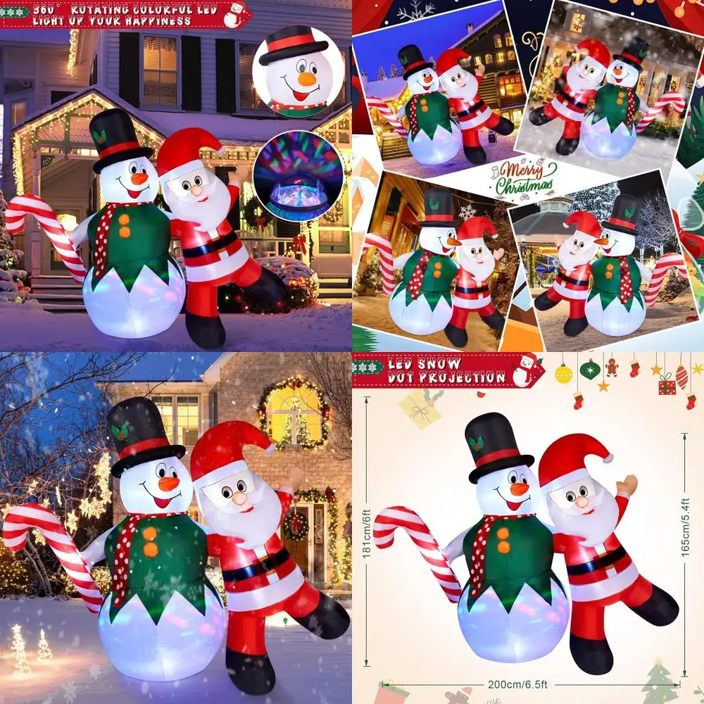 

6 футов надувной снеговик и Санта-Клаус со светодиодной подсветкой, уличные рождественские украшения для двора, сада, вечеринки