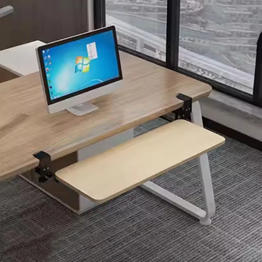 

C Clamp Mount Under Desk Keyboard Tray Extra Sturdy Adjustable Height Retractable Keyboard Rack Silent Space Saving