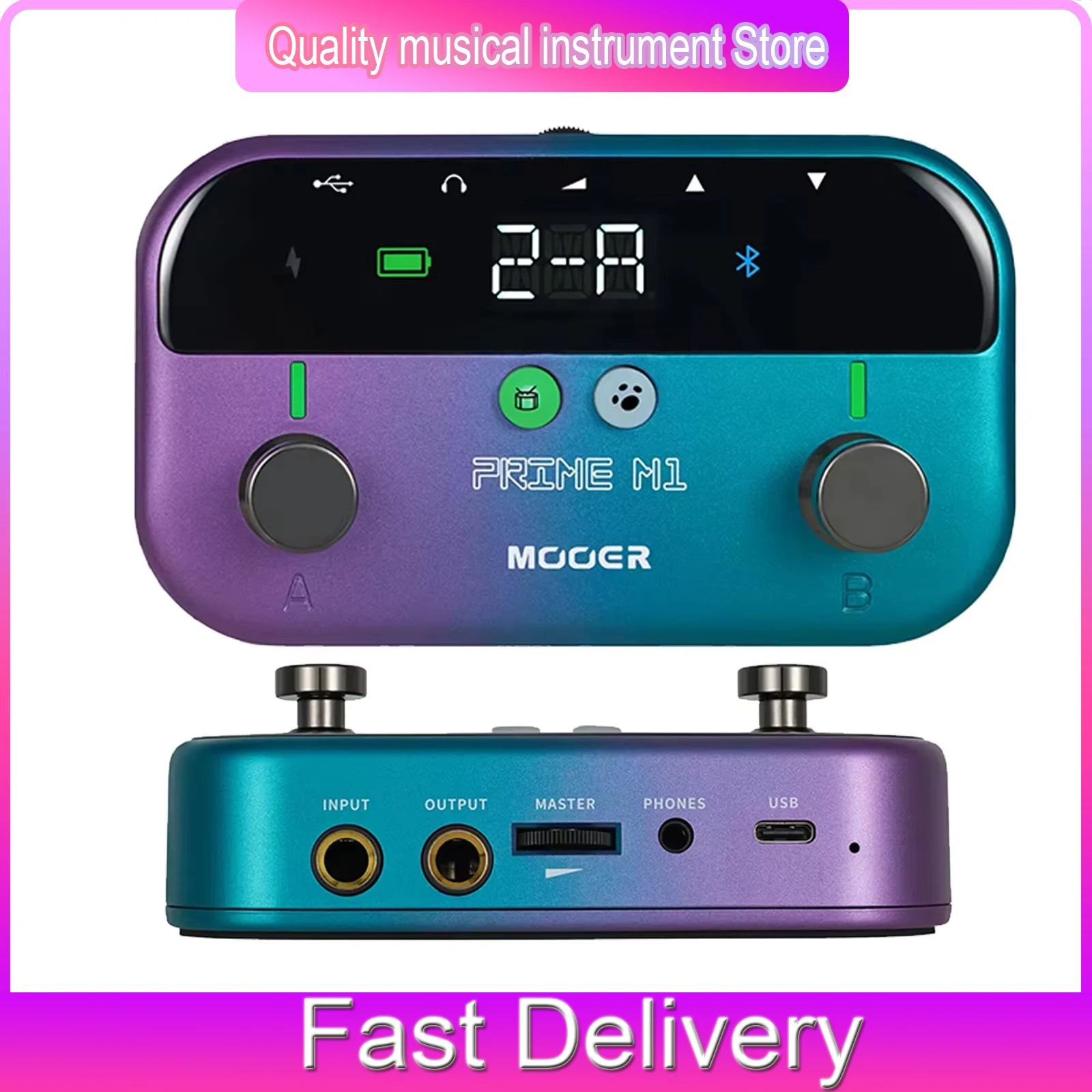 Mooer Prime M1 Multifx-149 Guitar Fx Looper Mini Bluetooth App Editing - Songwriting Studio In A Pedal 40 Drum Machines + 80S