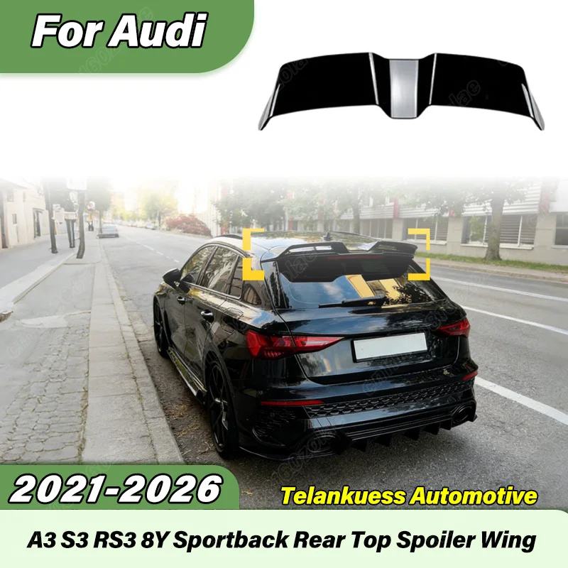 

Для Audi A3 S3 RS3 8Y Sportback 2021-2026: Задний спойлер на крышу багажника, комплект для модификации кузова внедорожника