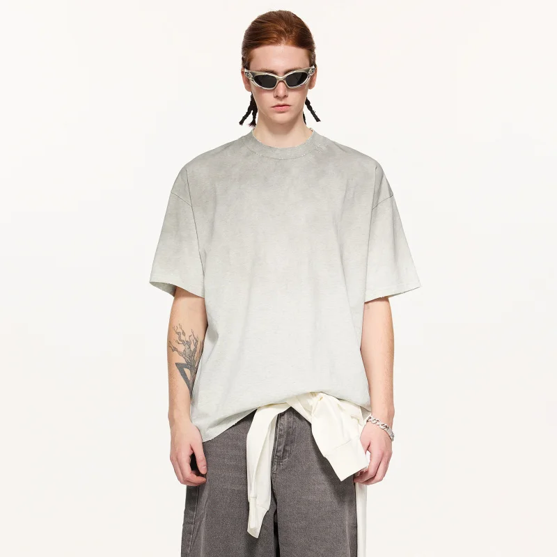 تي شيرت W2EJOURNEY Pure CottontMen مع ياقة متوترة وأكمام قصيرة مغسول ومتعثرة تي شيرت ماركة أزياء شارع العليا #3