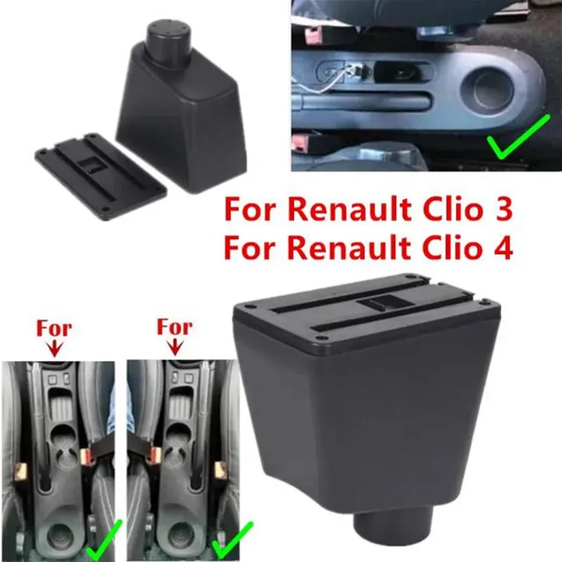 For Renault Clio 4 Armrest For Renault Captur Clio 3 III IV Car Armrest Box Accessorie Storage Parts Dedicated Interior Retrofit