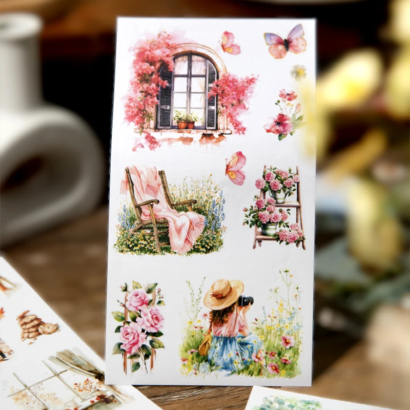 Mr. Paper 6Style 6Pcs/bag Living Landscaping Dual Material Stickers Creative Decoration DIY Handbook Scrapbook Photo Frame