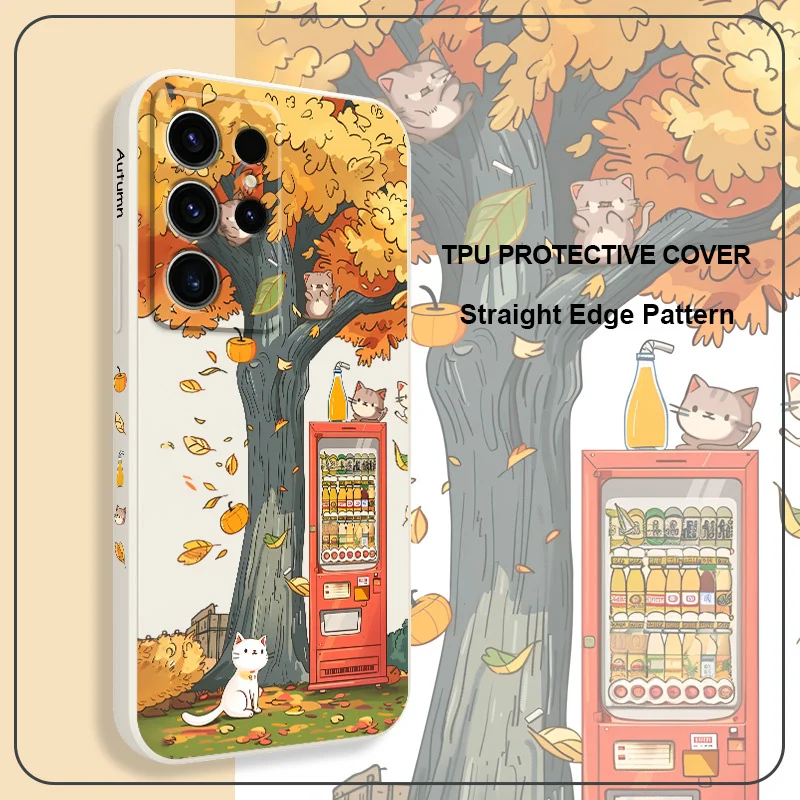 

Autumn Cat Phone Case For Samsung Galaxy S25 S24 S23 S22 S21 S20 S10 S10E FE Ultra Plus Note 20 Ultra Silicone Cover