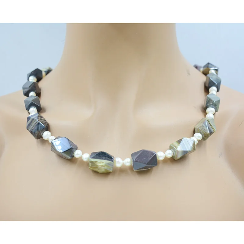12X18MM Natural Semi Precious Pearl Necklace  58CM