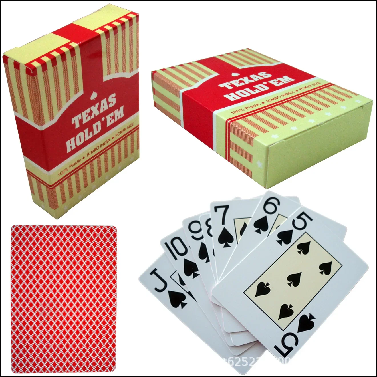 Texas Holdem Large Character Plastic Poker Cards 63*88 Size 56 Pieces Waterproof Wear-resistant Back Scrubbed Surface