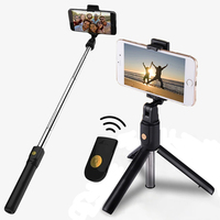 3 In 1 Wireless Bluetooth-compatible Selfie Stick Foldable Mini Tripod Expandable Monopod with Remote Control for Ios Android