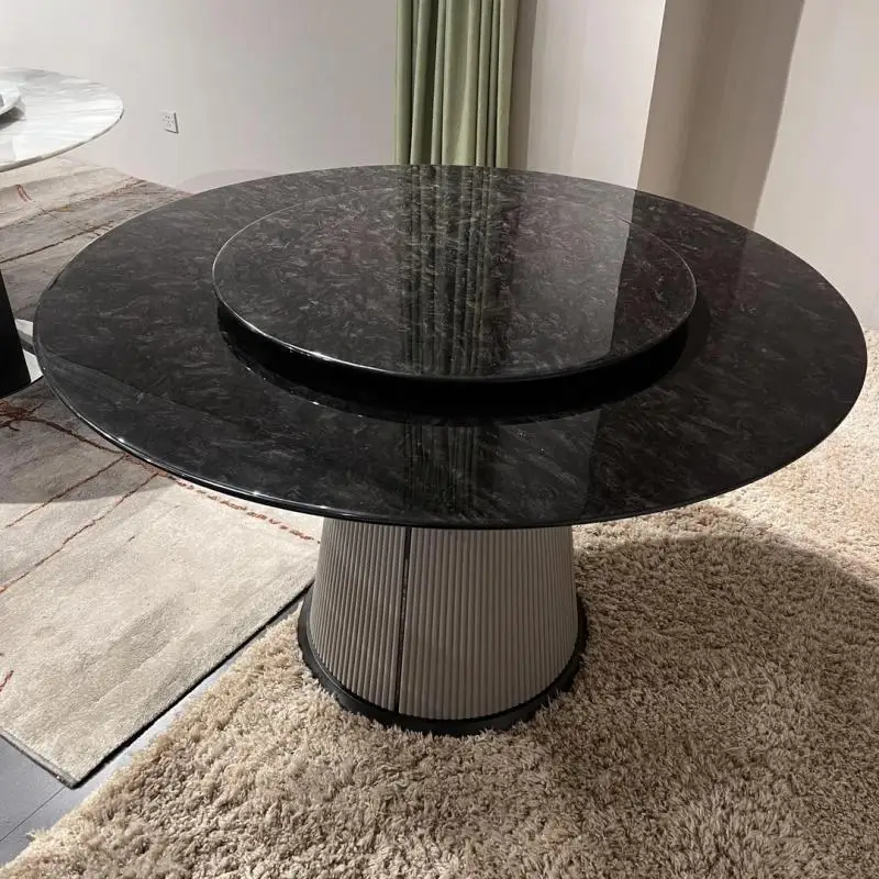 

Dining table round Italian minimalist light luxury designer natural marble dining table