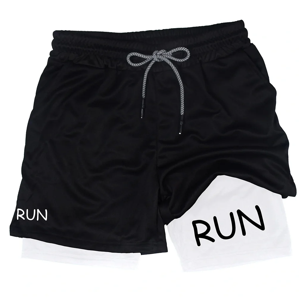 Pantaloncini sportivi stampati da uomo: pantaloncini da allenamento 2 in 1 ad asciugatura rapida, doppio strato estivo per corsa e palestra RL10050