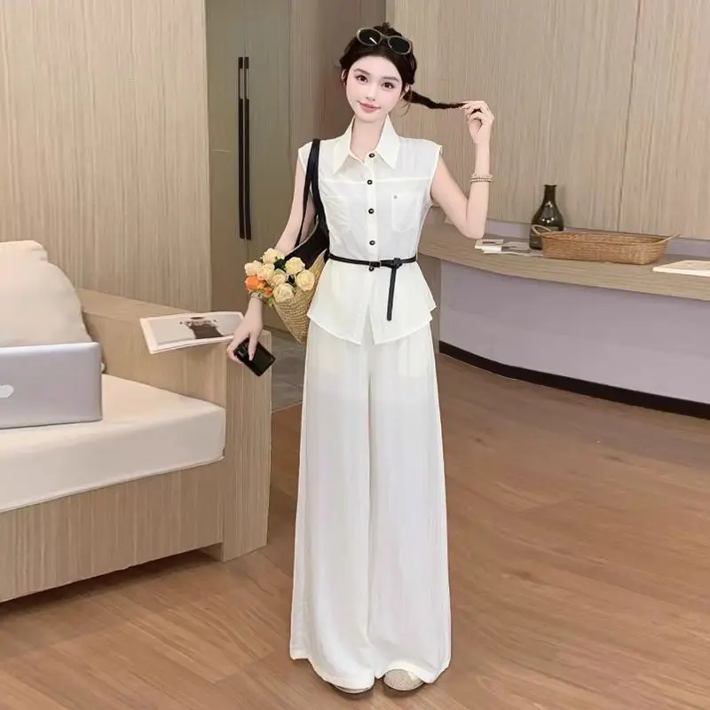 

Лето 202, женские брюки, комплект из двух предметов, верх и низ, новое подходящее полное продвижение с рукавами, женские брюки с высокой талией