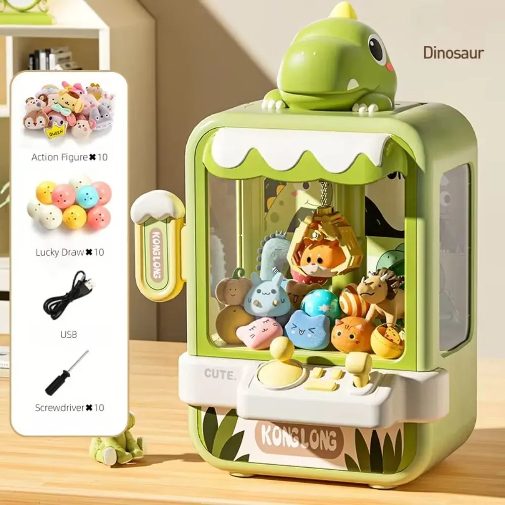 Dinosaur/Bunny Doll Claw Machine Coin-operated Timed Claw Catch Toy Machine 10 Dolls&Eggs Joystick Control