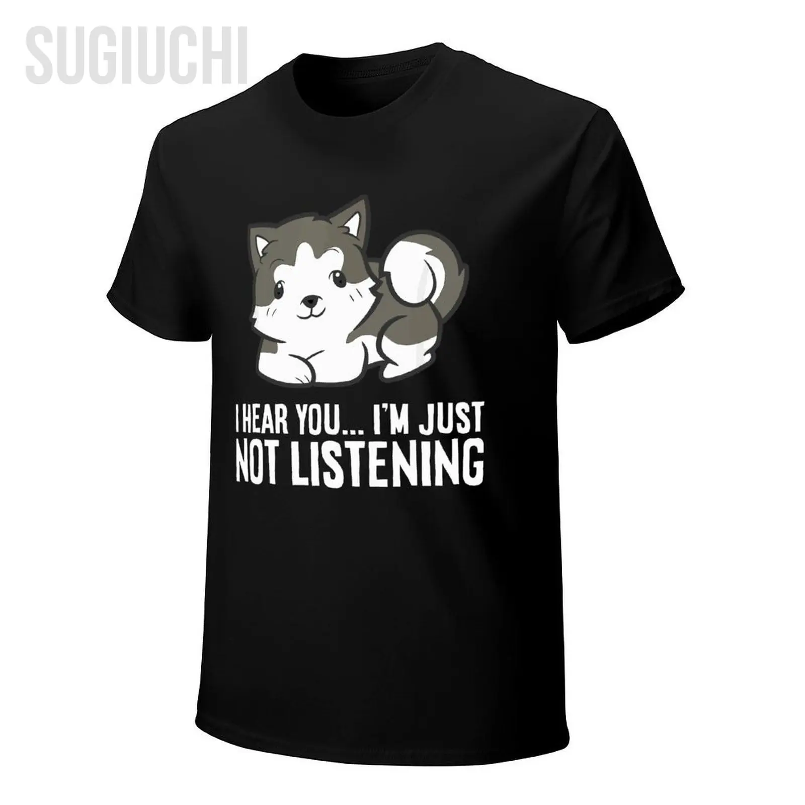 للجنسين الرجال أجش الكلب أسمعك أنا فقط لا أستمع سيبيريا أجش التي شيرت تيز تي شيرت النساء الفتيان 100% القطن تي شيرت