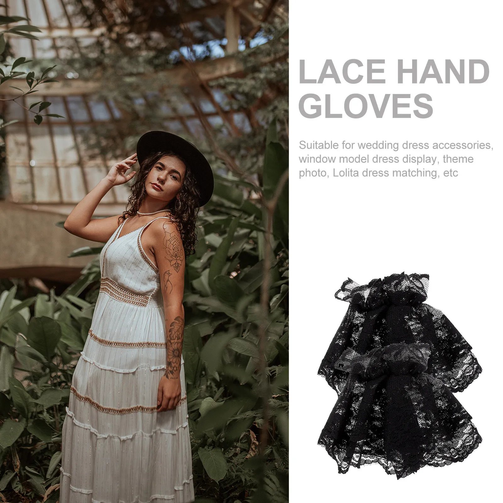 2Pairs Lace Wrist Sleeves Elegant Lolita Short Gloves Wedding Party Hand Sleeves Birthday Gift Accessories Women Lace Hand