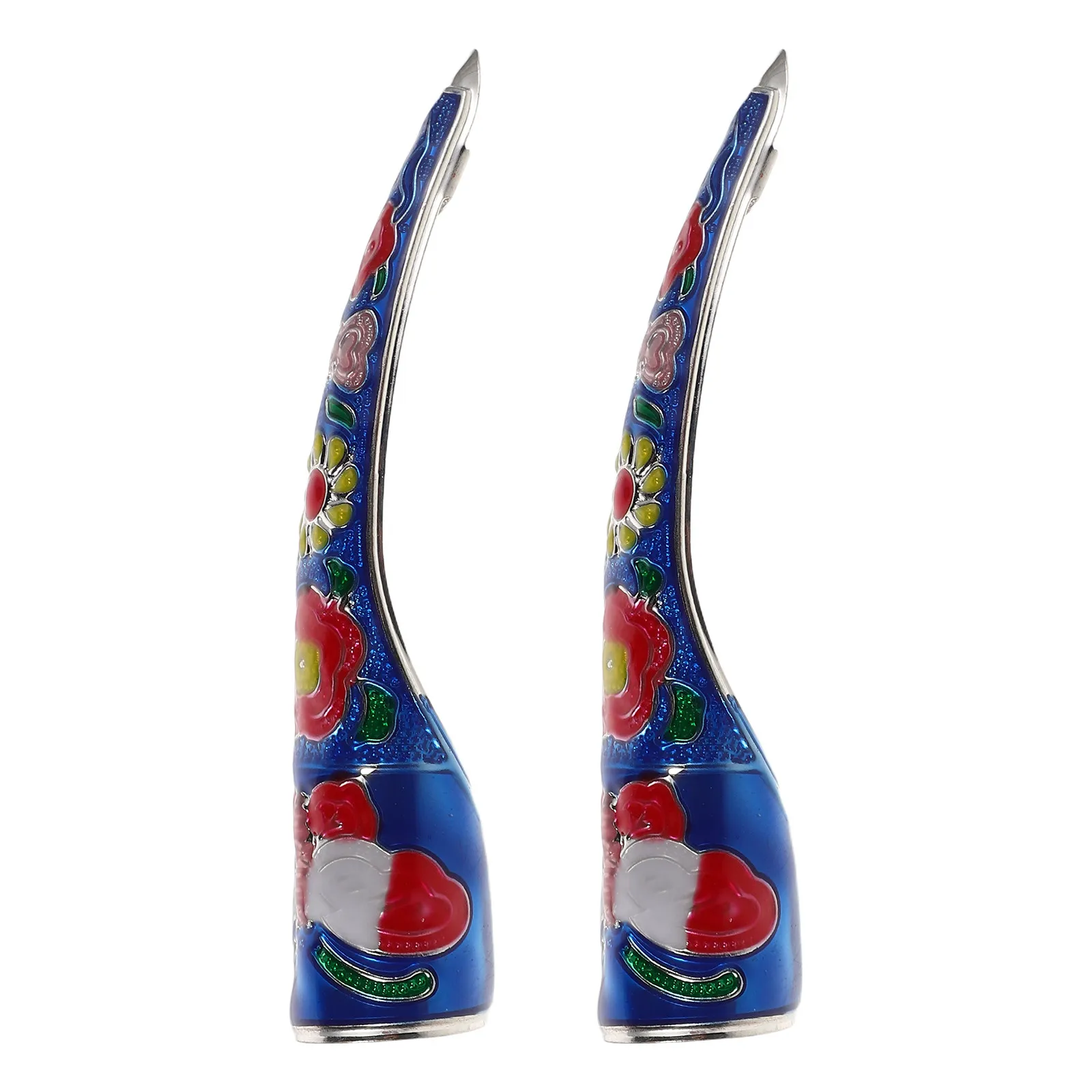 

2Pcs Detachable Fake Nail Tips Ancient Queen Fingertip Rings Lightweight Comfortable Finger Protectors for Cosplay