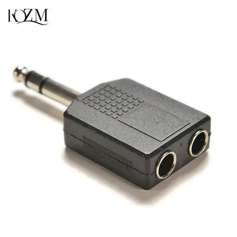 Single Male To Female 6.35mm Dual Mono Stereo Jack Headphone Microphone Y Splitter Converter 1/4" Stereo Audio Jack Plug Adapter