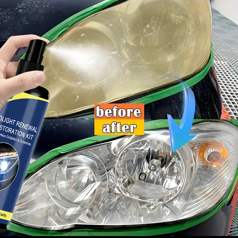 100ml Keramik-Scheinwerfer-Restaurierungsspray, inklusive Schwamm, Premium Auto-Scheinwerfer-Reparaturwerkzeug – entfernt Vergilbung und Oxidation, stellt die Klarheit wieder her, langanhaltender Lichtschutz-Spray – Detail 5