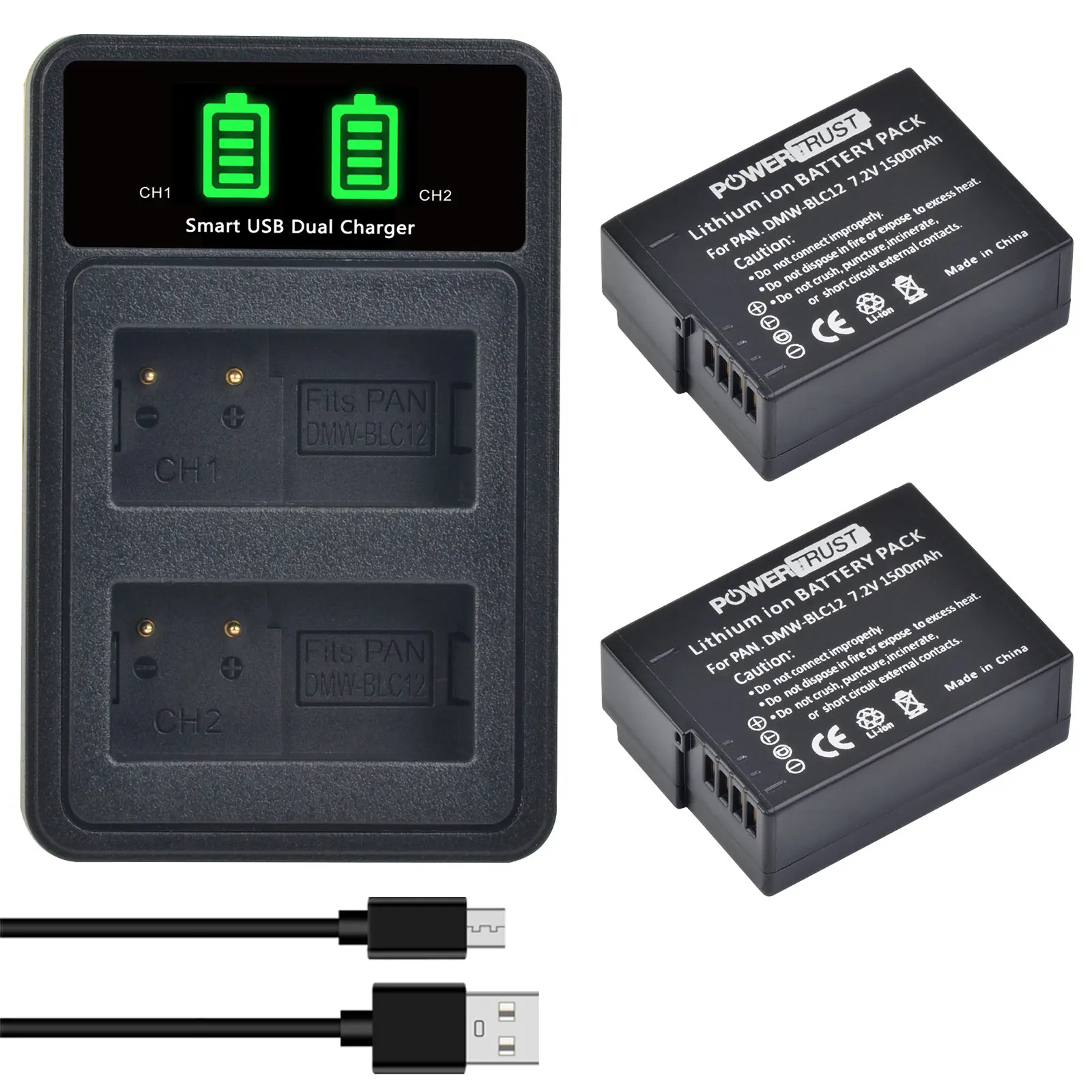 DMW-BLC12 Battery DMW BLC12 1500mAh Batteries with Dual Charger For Panasonic Lumix DMC-GX8 DMC-G7 G85 G95 FZ1000 FZ200 FZ300