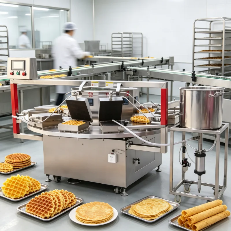 Customized Wafer Cup Cookie Cone Maker Machine For Waffle Biscuit Ice Cream Cone Manufacturing
