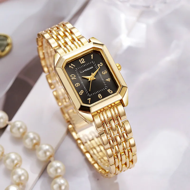 Luxury Women Number Dial Watches Fashion Rectangle Ladies Steel Band Quartz Watch Reloj Mujer Relogio Feminino Girls Clock Gift