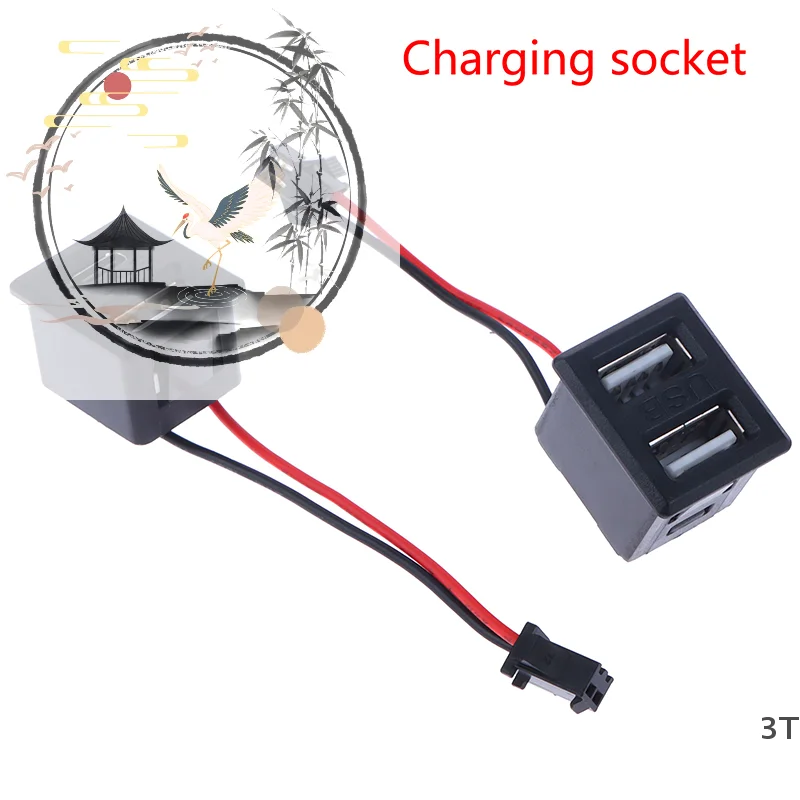 

1Pc Double Layer USB Female Base Type-c Socket Female USB Lamp Charging Socket Power Socket with Cable Connector
