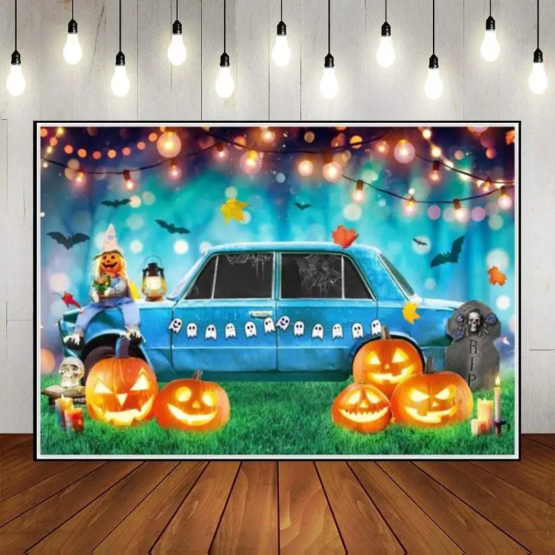 Halloween Background Dense Fog Baby Shower Trick or Treat Photo Bloodstain Birthday Decoration Banner Photography Backdrops Bat