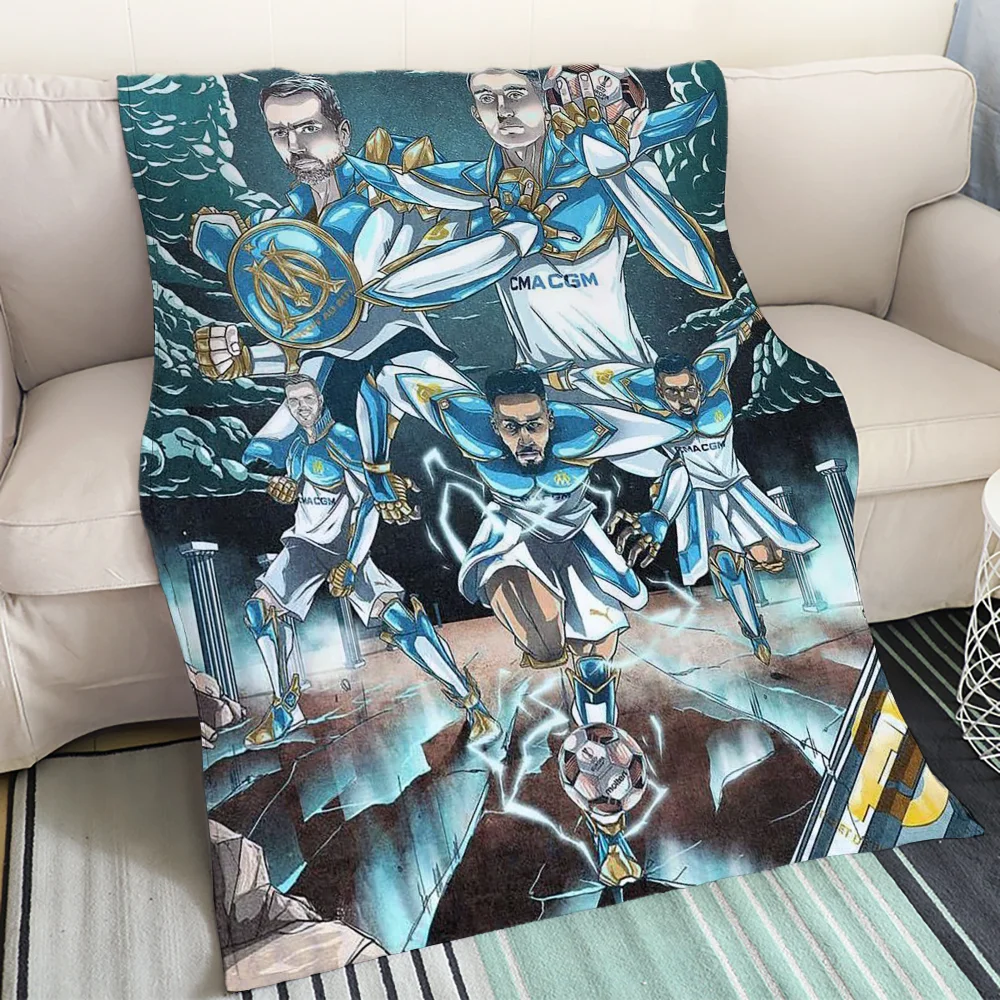 Picnic Blanket for Sofa Decoration A-Olympique De Marseille Luxury Bedding Fluffy Soft Blankets & Throws Beach Towel Cobija Knee