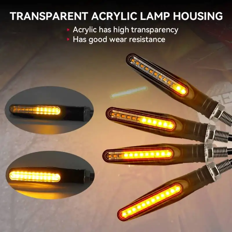 2 unids 12V Flasher Moto Led Blinker Bendable Flashing Signals Lámpara Universal de La Motocicleta Luz Señal Vuelta