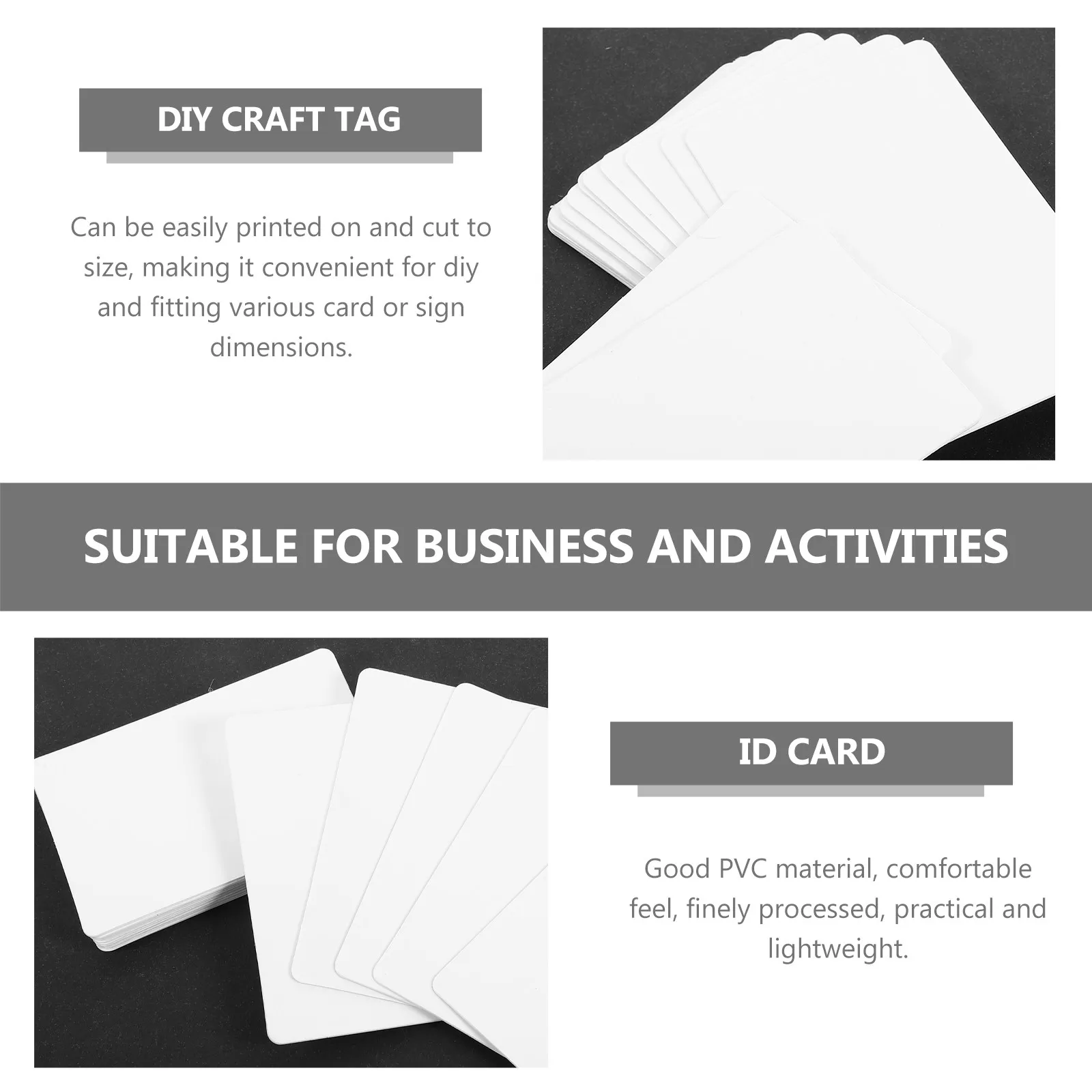 100Pcs Multi-Function PVC Blank Cards Unfinished Plastic Tags for DIY Craft Projects Cupcake Boards Thank You Cards Id Card Tag