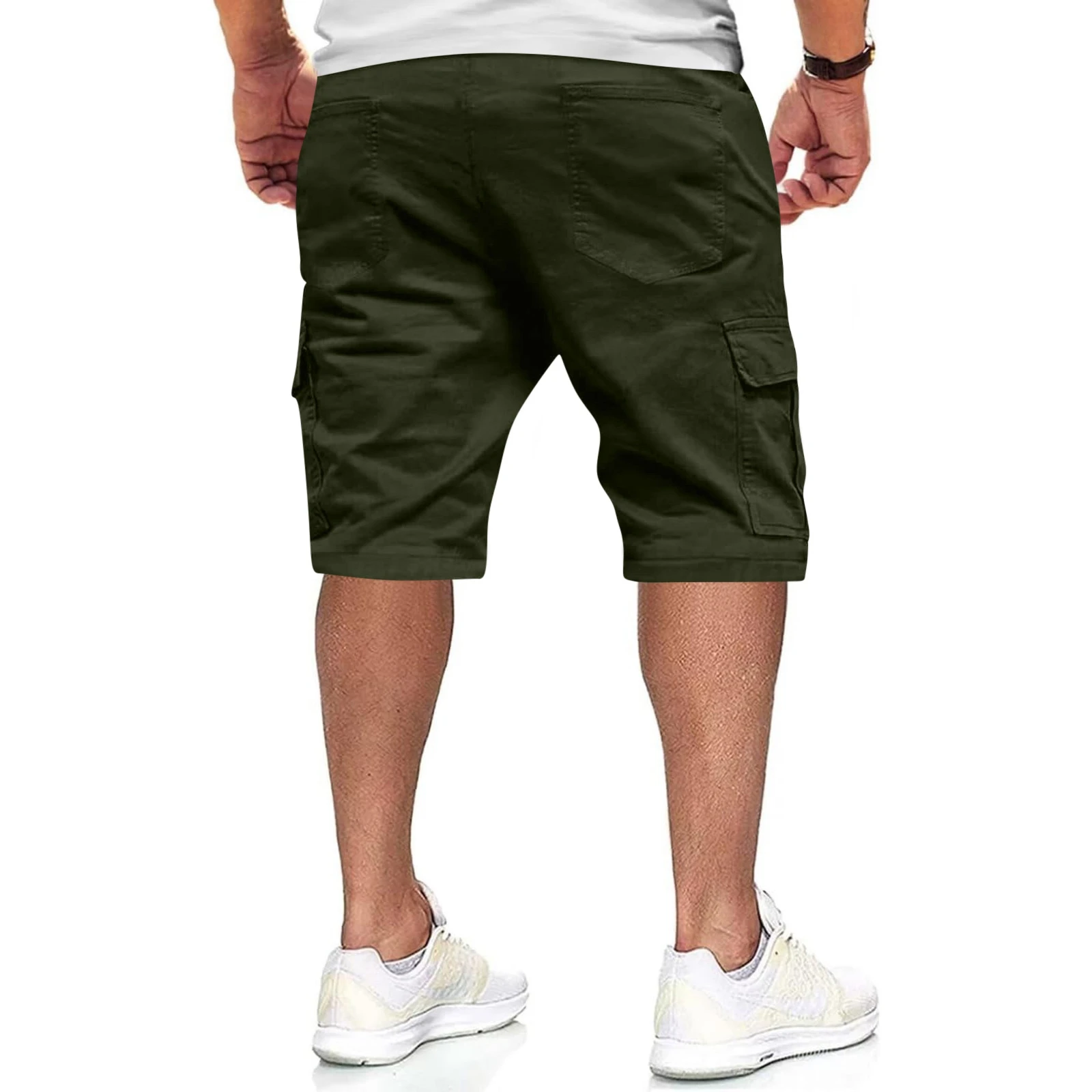 Men's Summer Cargo Shorts Stylish Solid Color Multi-pocket Drawstring Work Shorts Casual Shorts Loose Straight Athletic Shorts