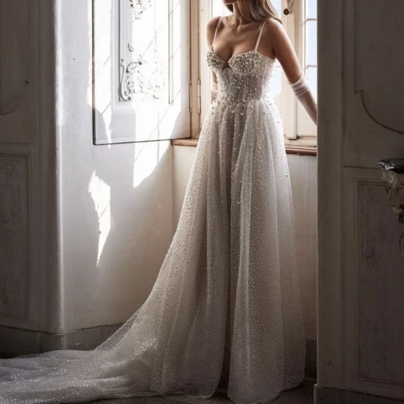 Customized Ivory White Ball Gown Royal Wedding Dresses Long tail Tull crystal Big Pearl Decal applique Made Robe De
