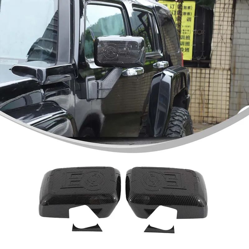 For Hummer H3 2005-2009 Exterior Mirror Cover Protective Cover Decorative Accessories Carbon Fiber Pattern Mecha Model 2pcs