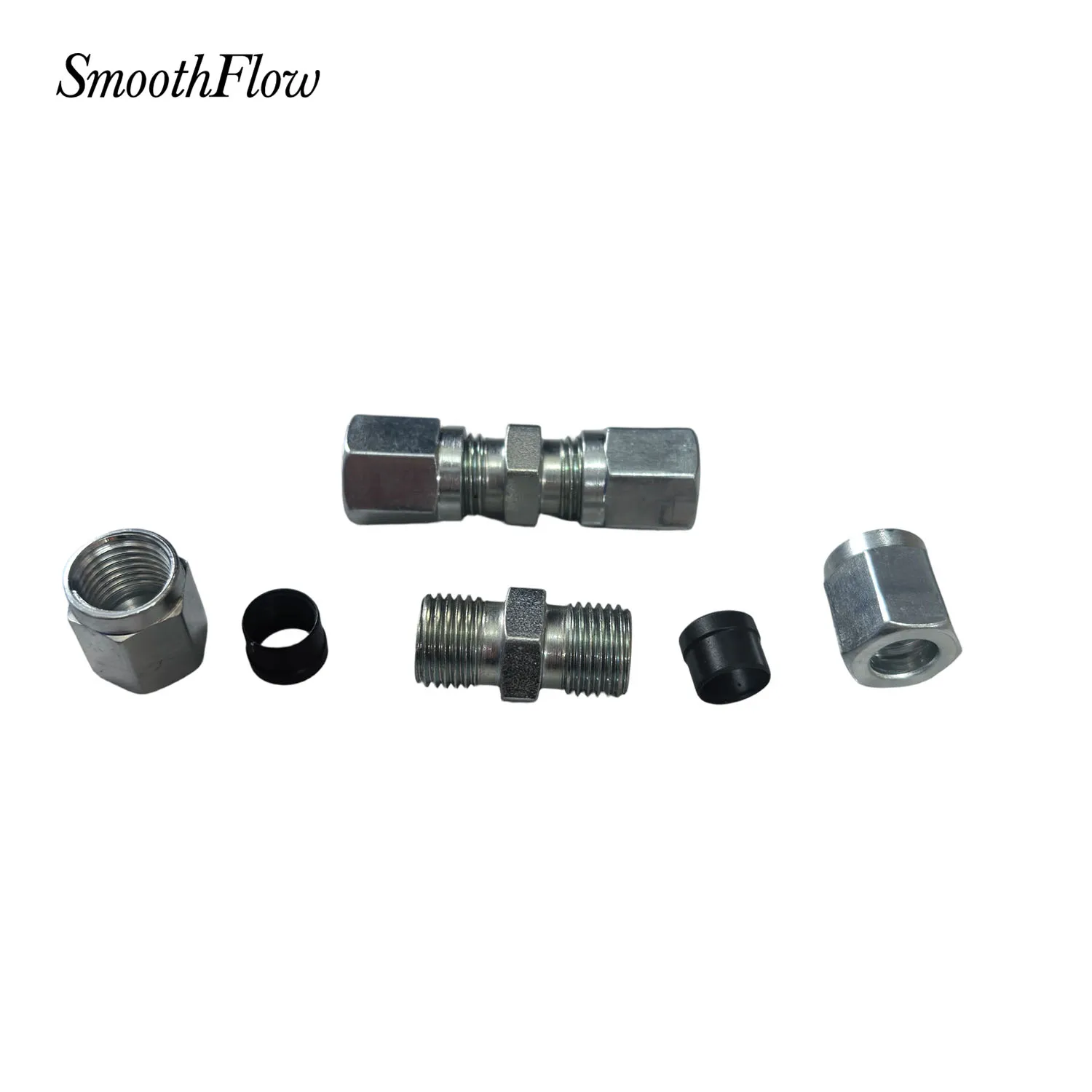 

Zinc Plated 8mm Straight Tube Coupler 2pcs for Air or Oil Line