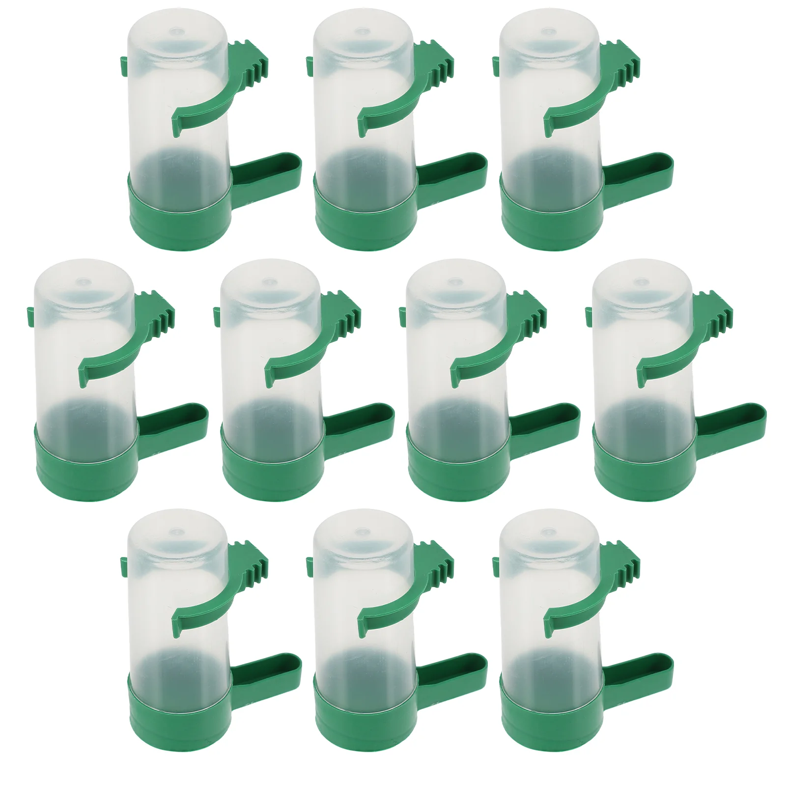 

10 Pcs Fountain Bird Waterer Feeder Parrots Cage Accessories Green Plastic Pigeon Supplies