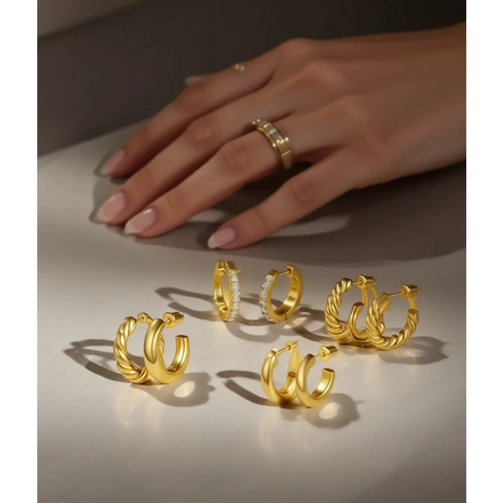 

Набор из 9 пар легких позолоченных сережек-хаггис с витым дизайном для женщин и девушек, подарок