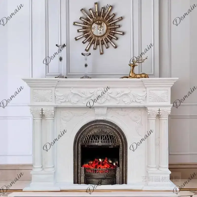 UYT  Nordic Rustic Living Room Fireplace Classic White French Wooden Living Room Cabinets Modern Vetrina Esposizione Furniture H