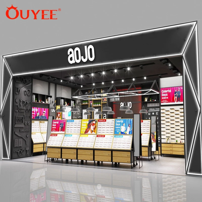 Customized-Wood Glasses Optical Shop Decoration Display/Optical Shop Interior Design