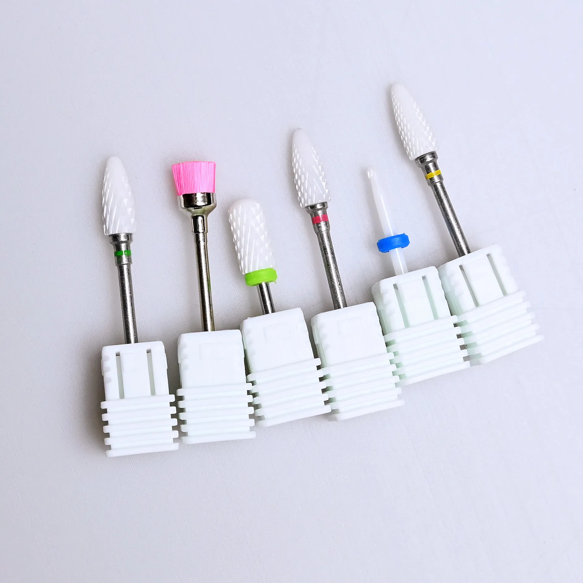 Juego de 6 piezas de brocas de cerámica para uñas, brocas cortadoras para máquina perforadora de uñas