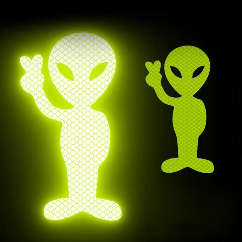 Car Stickers Highly reflective Alien Peace stickers Fashion Bumper window sticker Fluorescent Scratch decals for Car Motorcycle