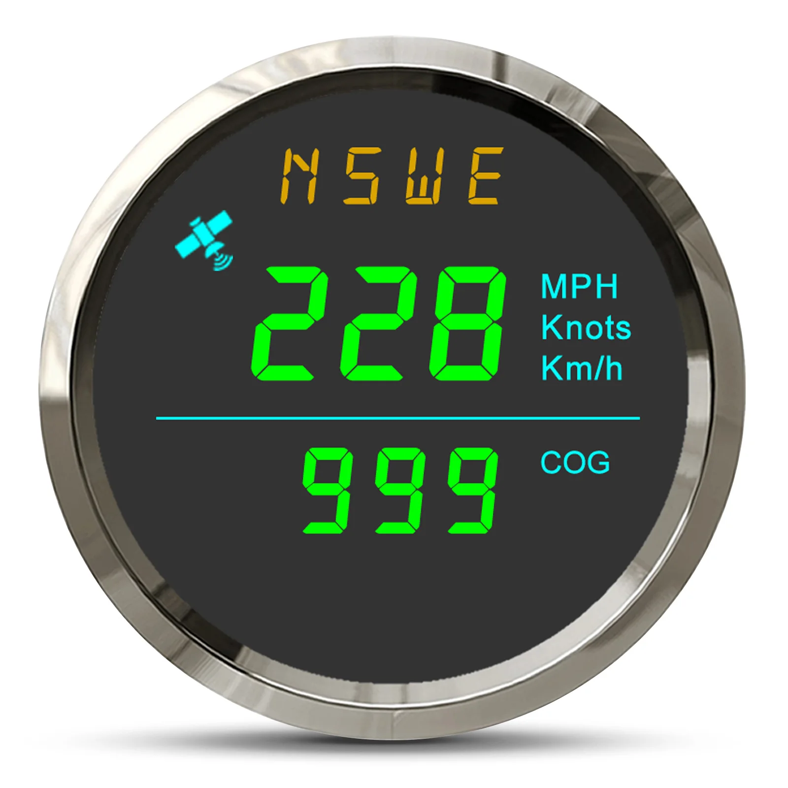 

Водонепроницаемый цифровой GPS-спидометр 52 мм с GPS-антенной KMH MPH Knots COG GPS для морского автомобиля, мотоцикла, зеленый, красный, белый светодиод